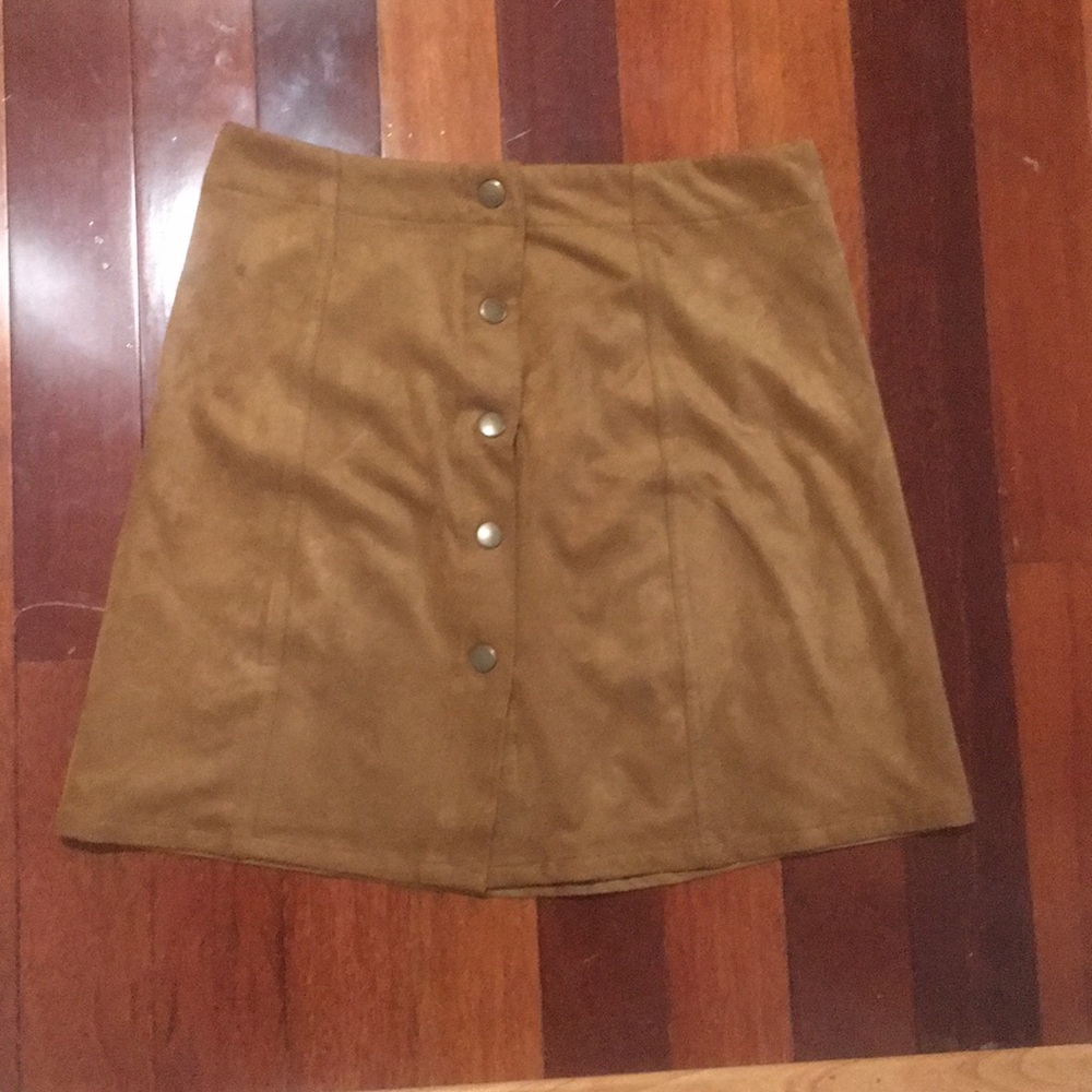 Button Down Brown Mini Skirt